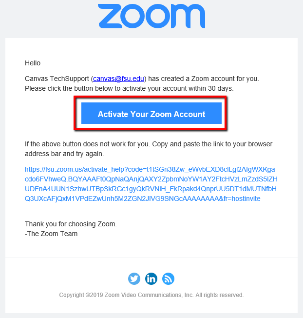 Using Canvas Integration How to activate your FSU Zoom account FSU