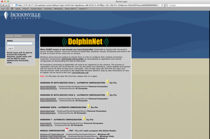 Jacksonville University Visitor Wireless Connection (Public_Access