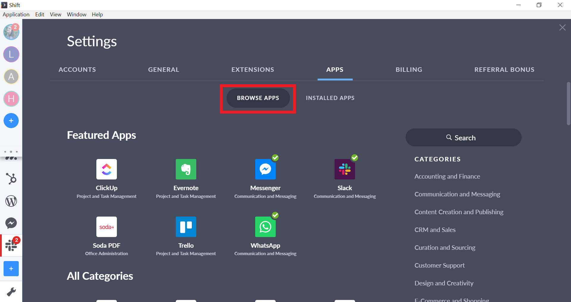 Adding Accounts to Shift Shift