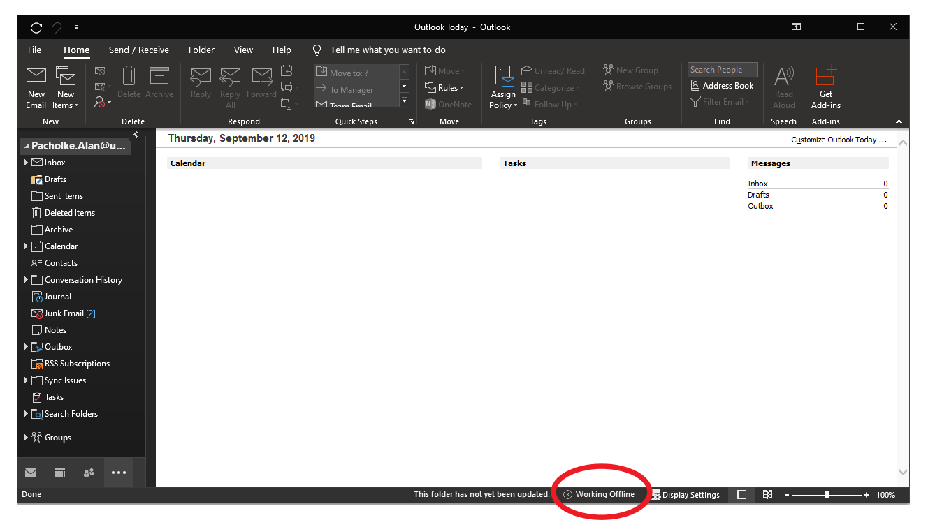 EMAIL Outlook In Working Offline Mode HappyFox